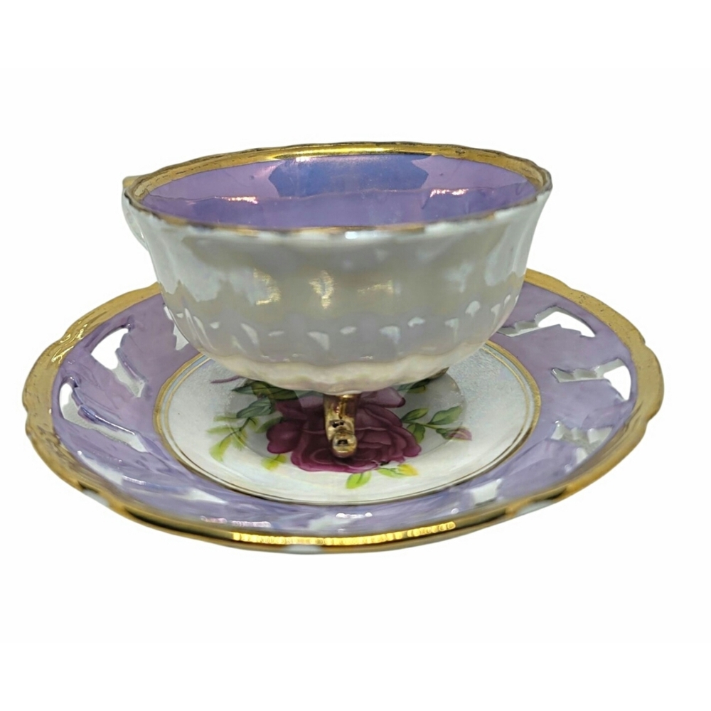 Vintage Thames Lusterware Rose Motif Teacup and Saucer - Picture 5 of 11